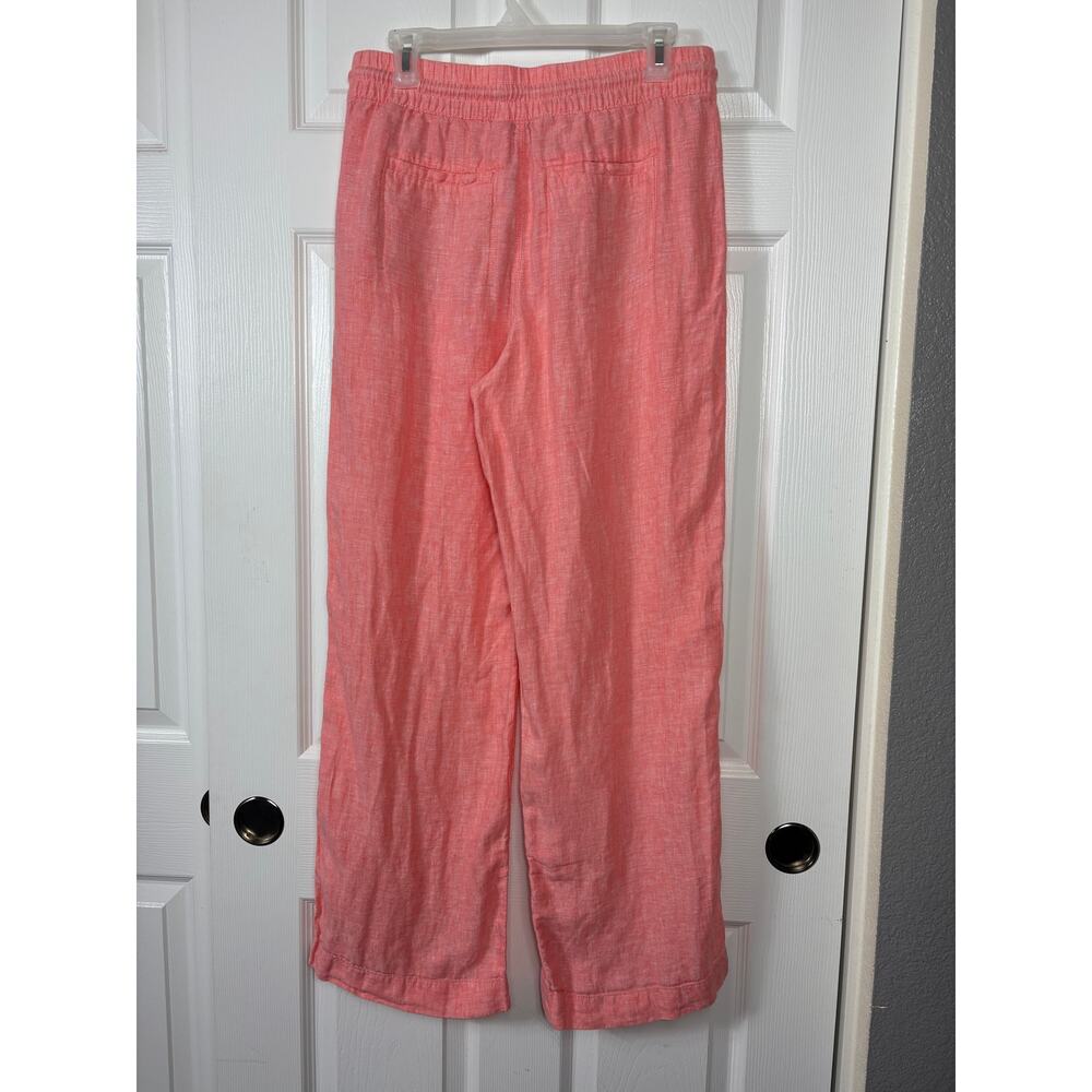 Athleta Retreat 100% Linen Pants Wide Leg Sunset Glow Size 6 Drawstring Pull On - Picture 6 of 14